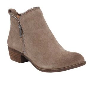 Lucky Brand Bartolino Leather Suede Stacked Heel Ankle Bootie